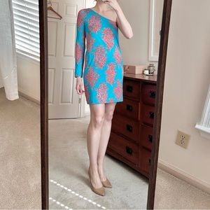 Lilly Pulitzer - One-Shoulder Coral Cotton/Silk Dress - Size M